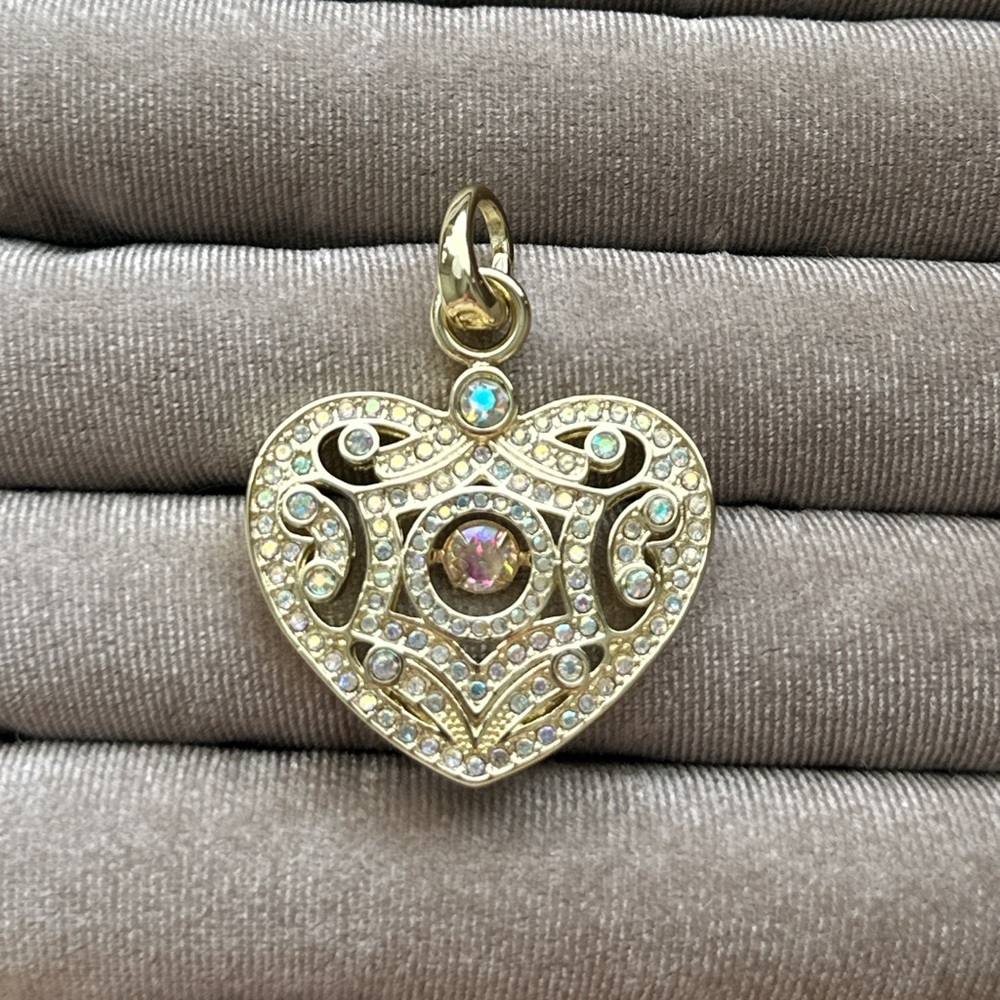 Kirk’s folly Gold-Tone Heart Pendant Charm with Iridescent AB Crystals